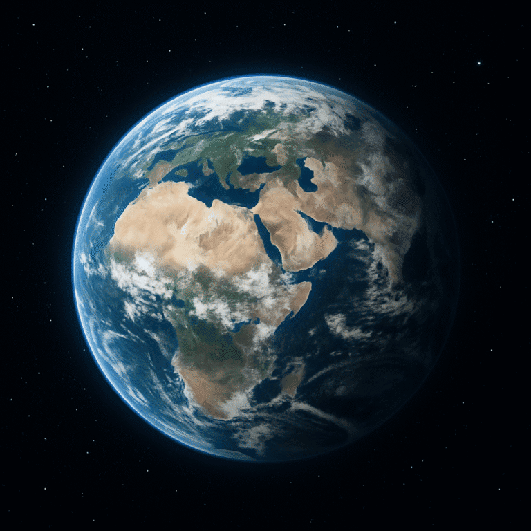 Terra vista dallo spazio, simbolo di connessione globale e innovazione digitale.